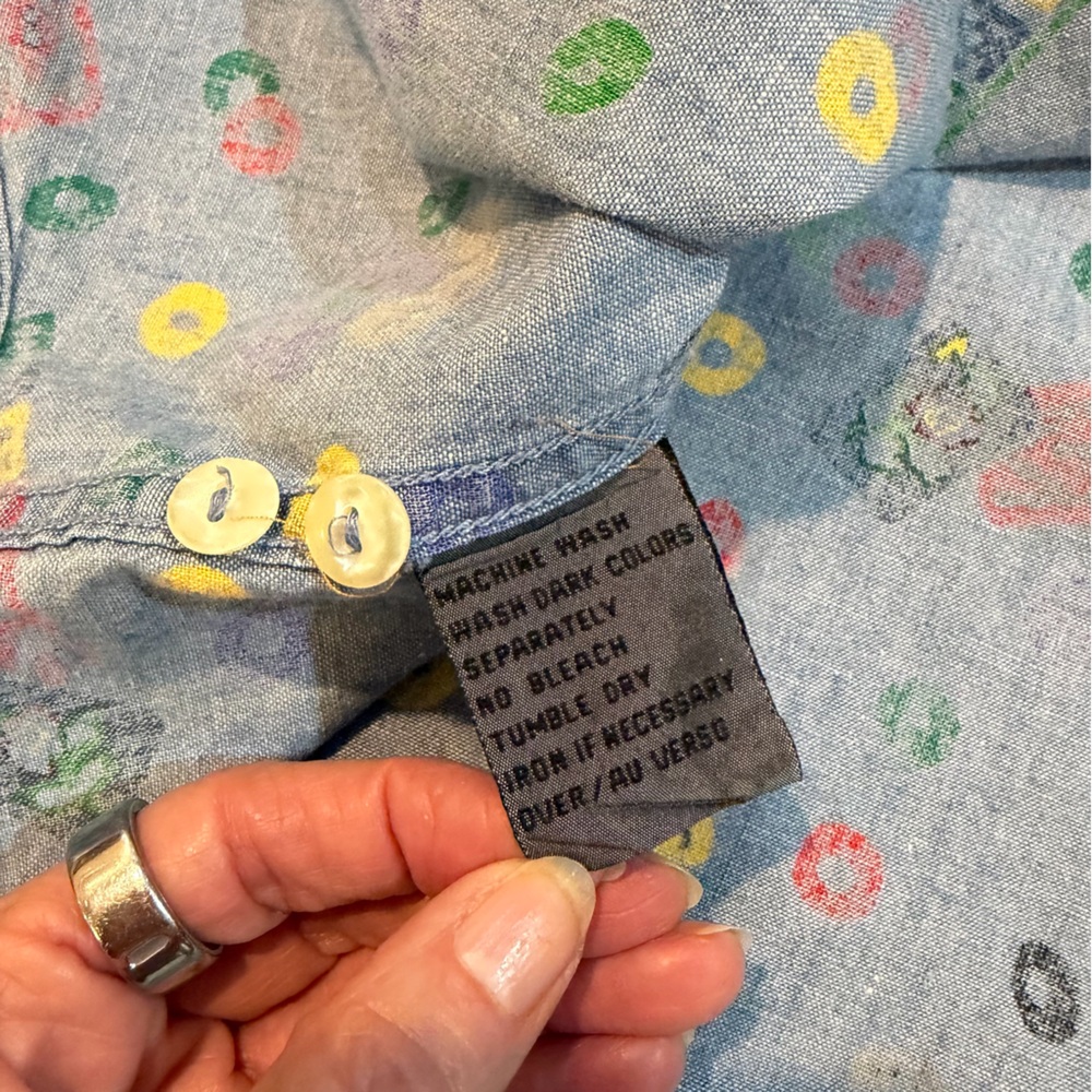 Vintage 90s Lizwear Chambray Shirt – Dice, Domino & Game Print – Size L - Picture 9 of 13